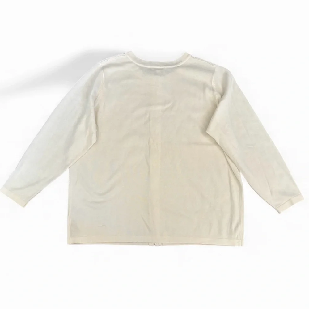 Quacker Factory Cream Knit Sequined Front Cardigan